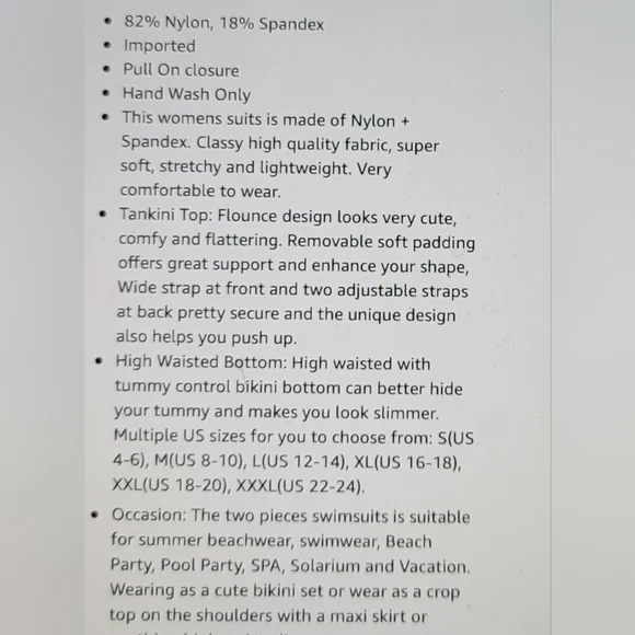 NWT PLUS SIZE FLOUNCE TOP SLIMMING RUCHED STRIPED SWIM SUIT BATHING 3X XXXL - Picture 9 of 13